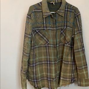 Free People distressed flannel jacket
